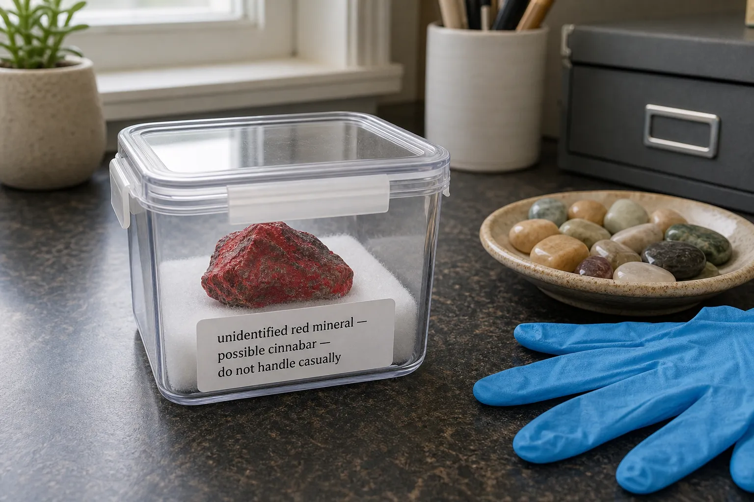 How to Store an Unidentified Red Crystal That Might Be Cinnabar